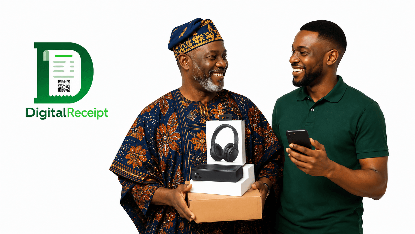 Seller handing over a product to a buyer